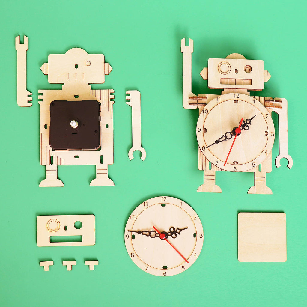 Robot Clock DIY Kit, Educational STEM Toy for Kid, Craft Kit