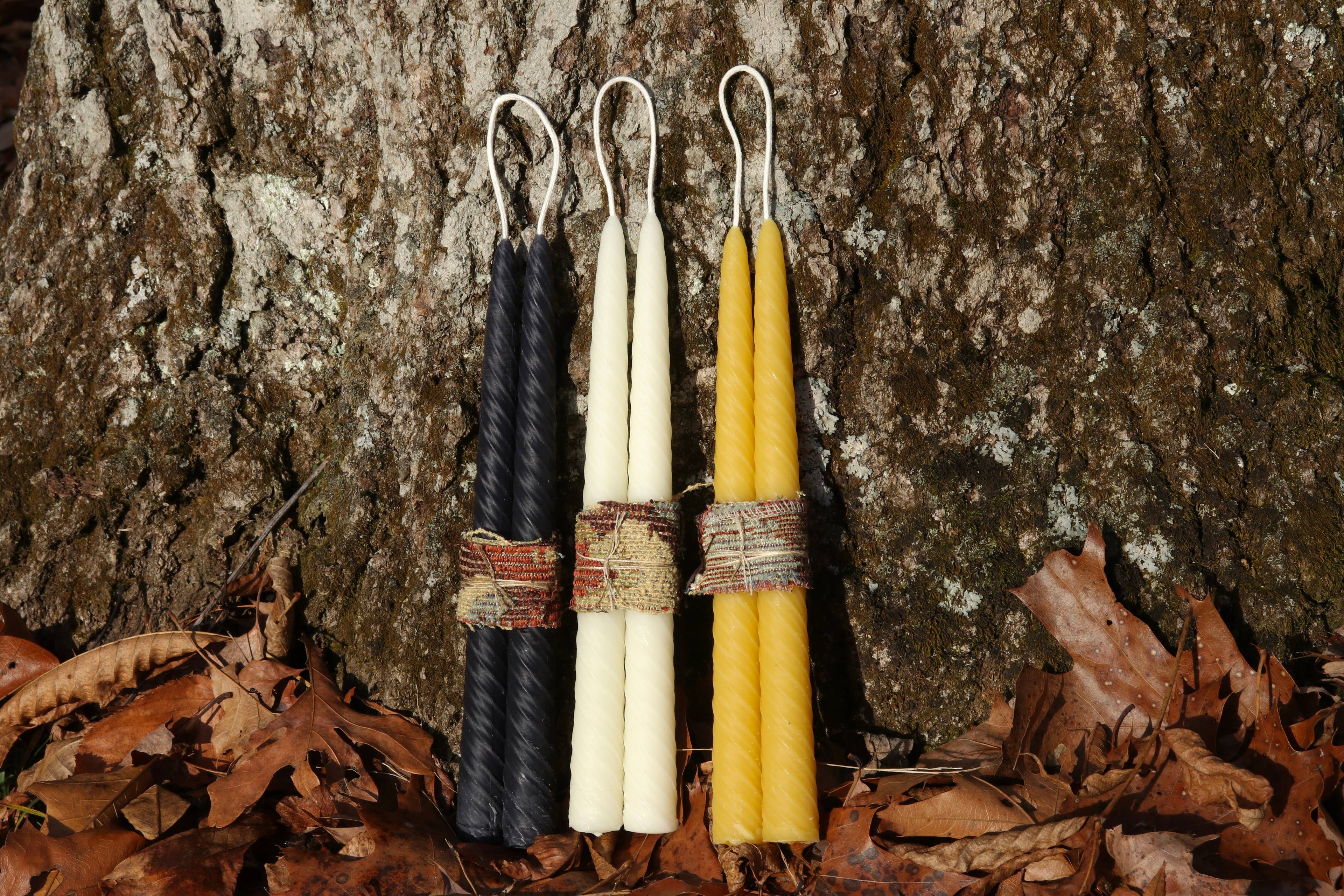 10" Swirl Taper / Candlestick / Dinner Candle  / Beeswax: Natural beeswax