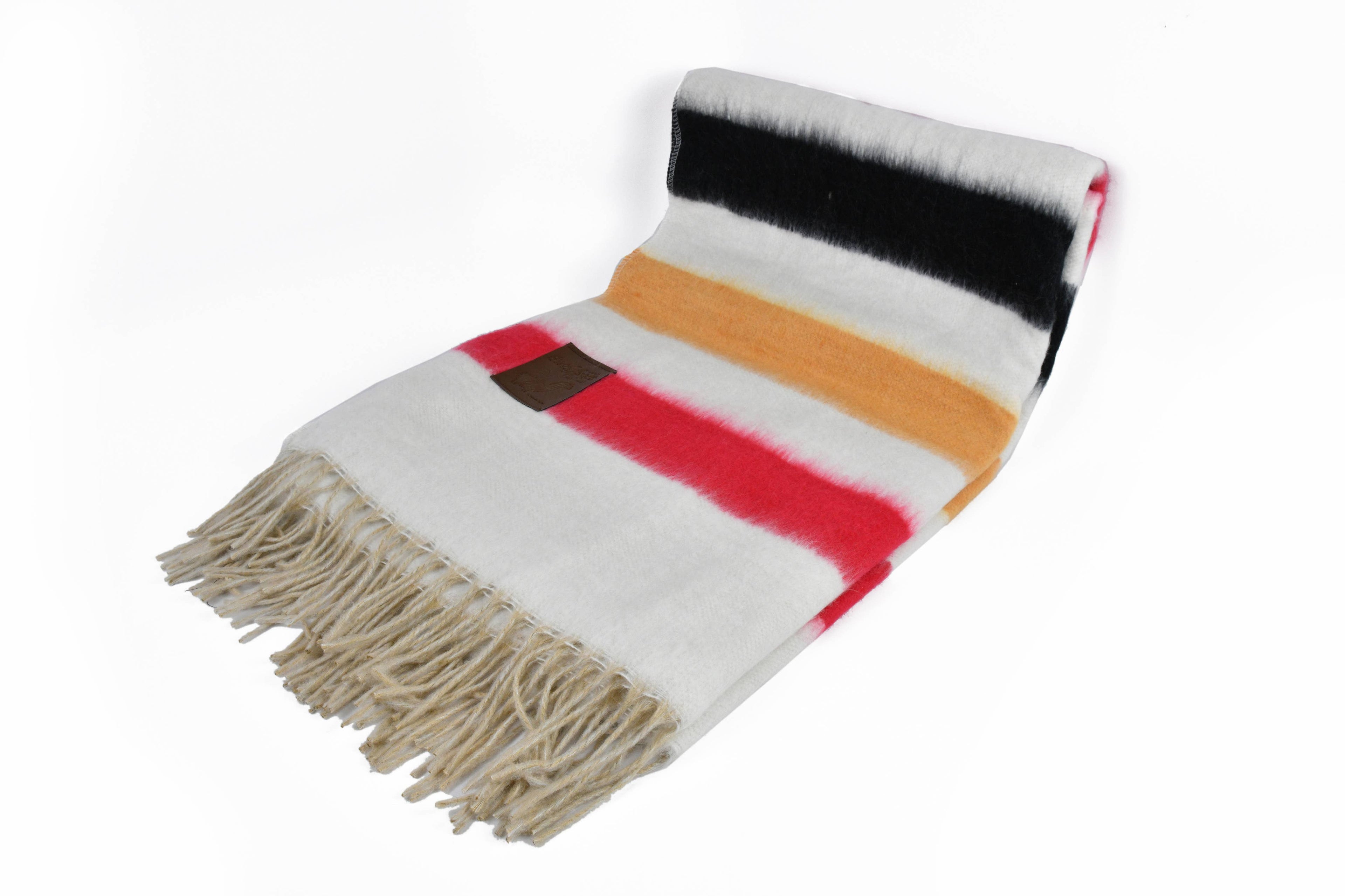 Ultra Soft Brushed Trade White Alpaca Blanket Striped Fringe