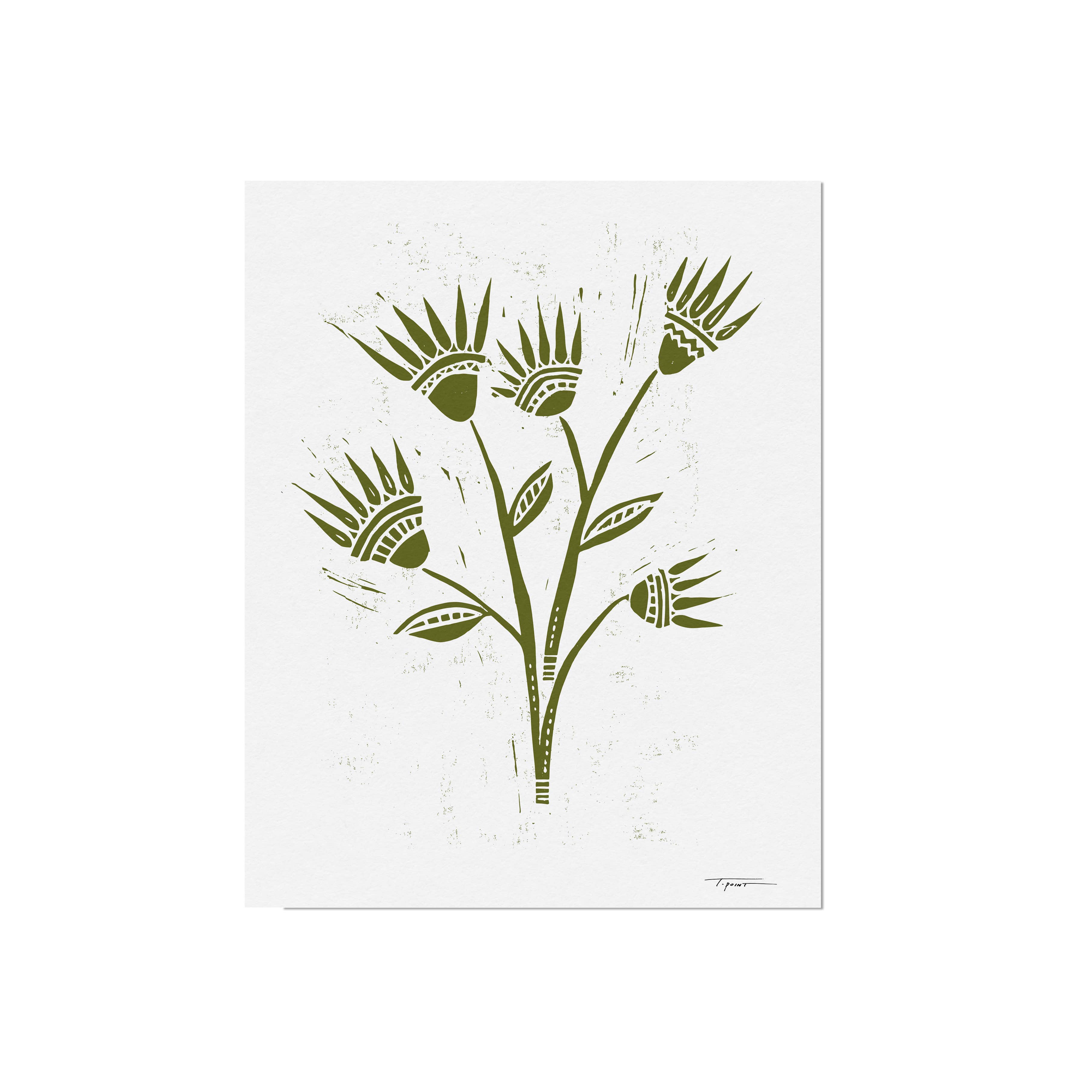 Abstract Flowers Art Print: 8x10 / Olive Green